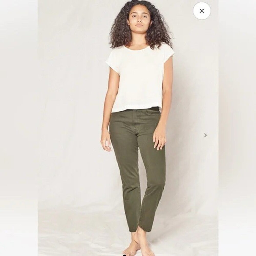 Outerknown S.E.A. Jeans Dune High Rise Size 27 Dark Pine Green Slim Straight Leg
